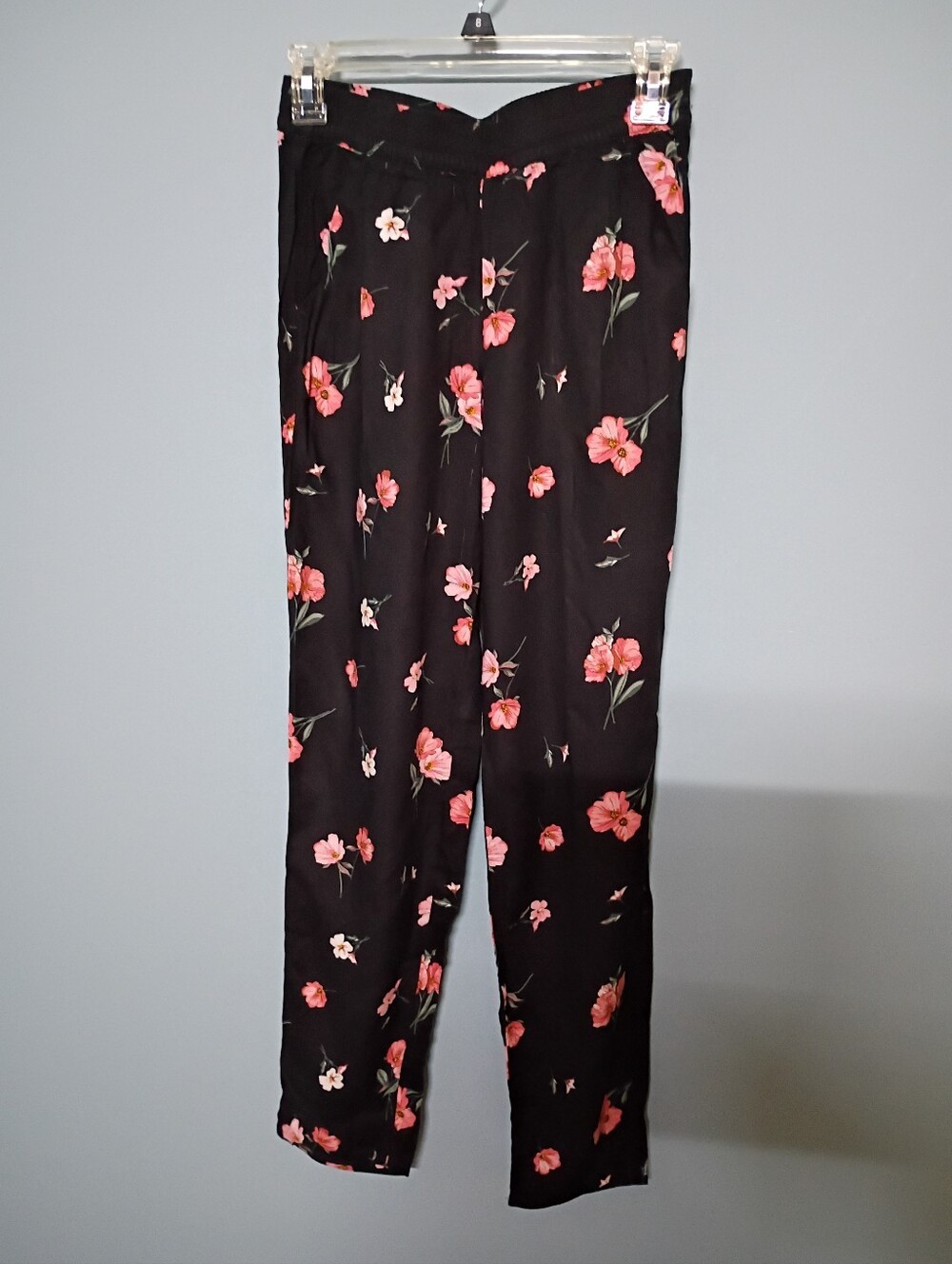 H&M Black Pajama Pants with Pink Floral Print
